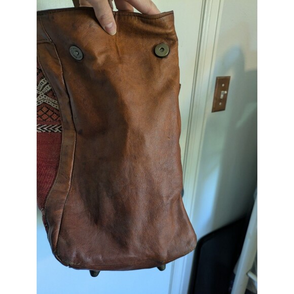 Free People Embellished Leather Weekender Tote Bag Vintage - Picture 6 of 9